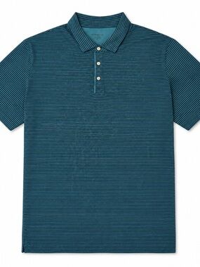 UNTUCKit Pima Cotton Striped Polo Shirt XXL Blue Green